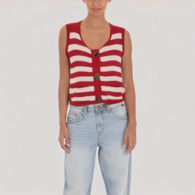 patch pocket striped vest
