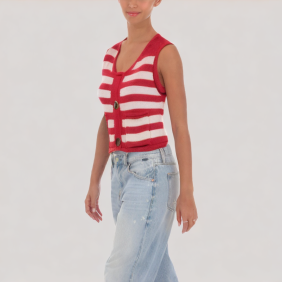 patch pocket striped vest