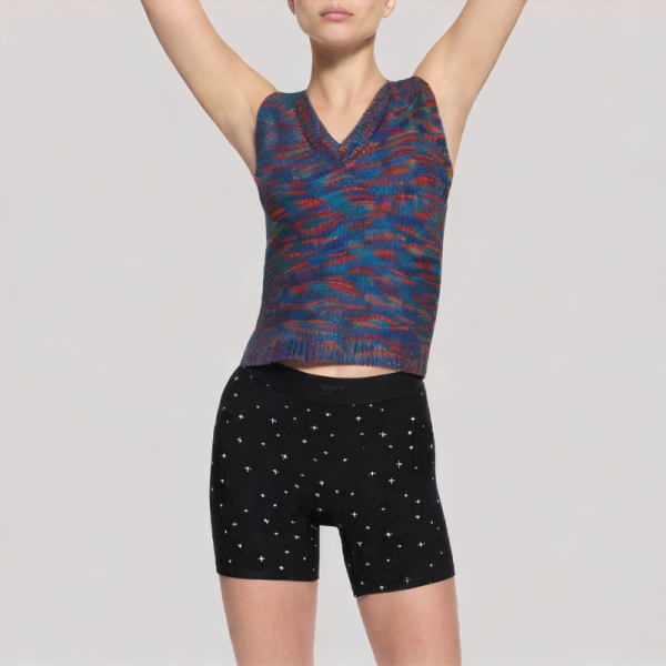 Versatile colorblock V-neck vest