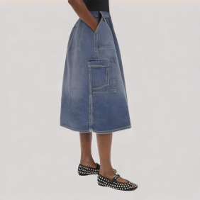 A-line pocket denim skirt