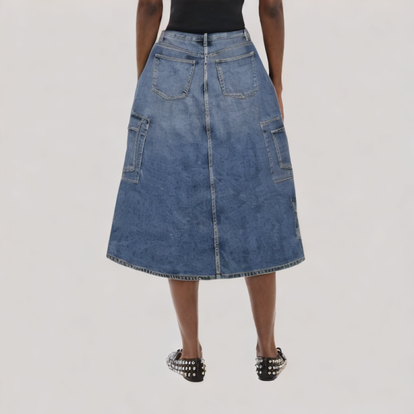 A-line pocket denim skirt