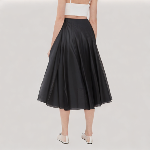 Slim Fit Pleated Tulle Skirt