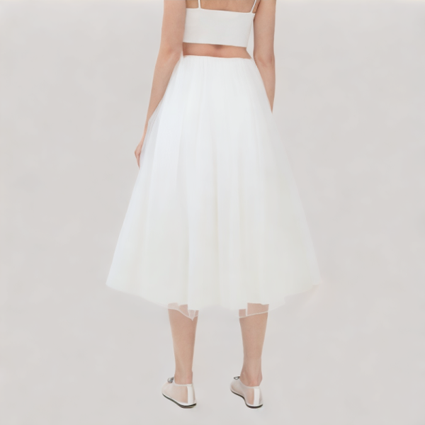 Pleated Patchwork Casual Mid-Length Skirt 