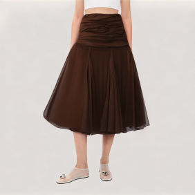 Semi-Sheer Pleated Skirt