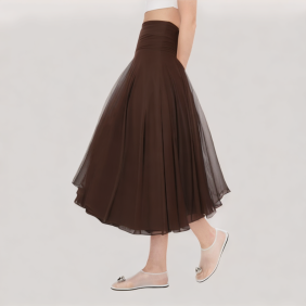 Semi-Sheer Pleated Skirt