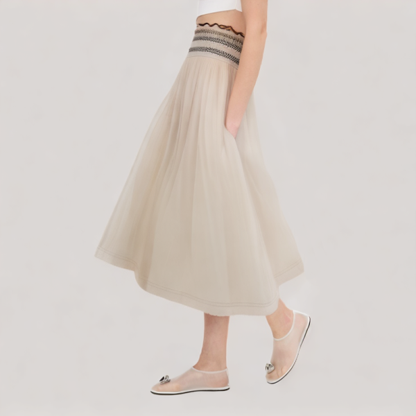Color-Block Panel Midi Skirt 