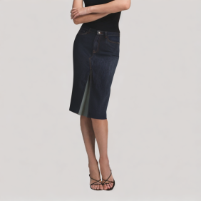Vintage Slim Fit Denim Skirt with Slit