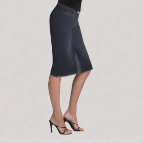 Vintage Slim Fit Denim Skirt with Slit