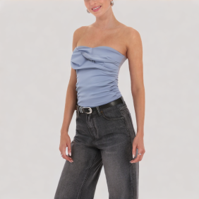 Solid Color Pleated Off-Shoulder Top