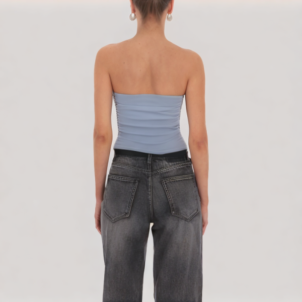 Solid Color Pleated Off-Shoulder Top