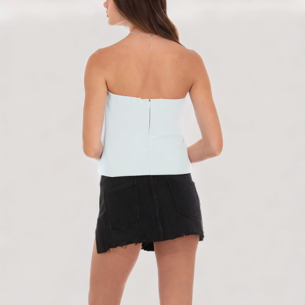 Bow V-neck off-the-shoulder top