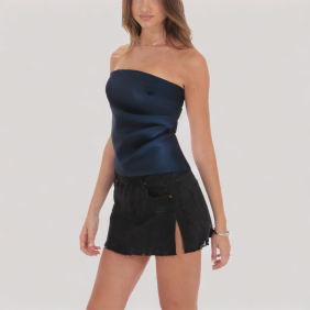 Simple asymmetrical off-the-shoulder top