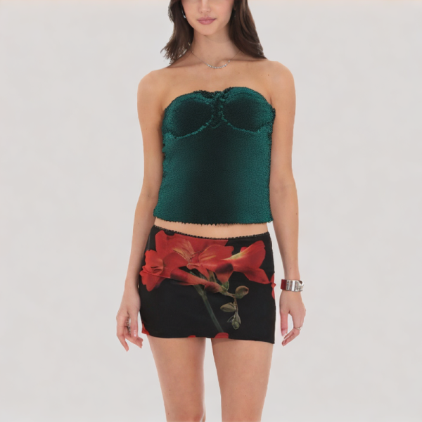 French sequined off-the-shoulder top