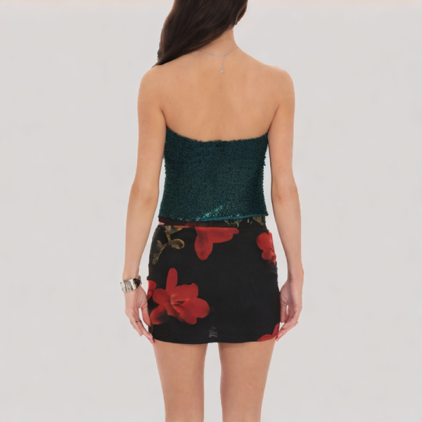 French sequined off-the-shoulder top