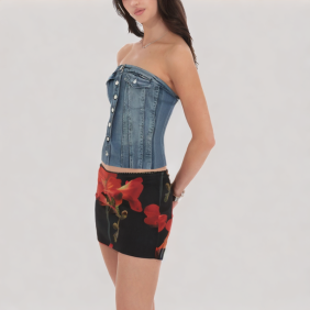 Breathable denim off-the-shoulder top