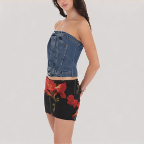 Denim off-the-shoulder top with waist