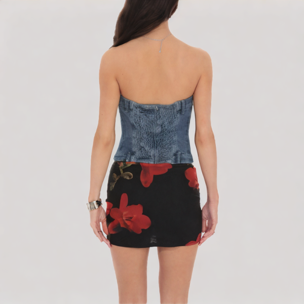 Denim off-the-shoulder top with waist