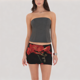 Gray casual off-the-shoulder top