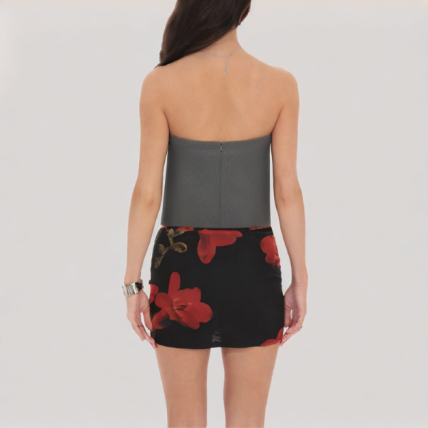 Gray casual off-the-shoulder top