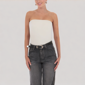 Elegant Slim-Fit Zipper Off-Shoulder Top