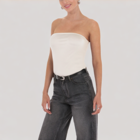 Elegant Slim-Fit Zipper Off-Shoulder Top