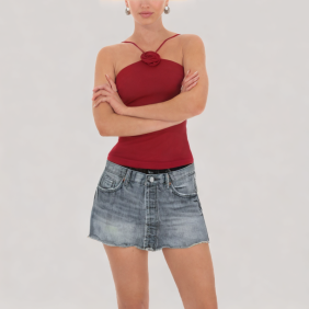 Double waist denim skirt
