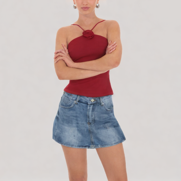 mid-rise denim skirt