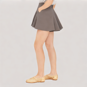 Short wide pleated skirt