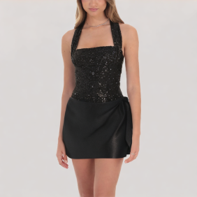 High waist shiny skirt