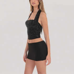High waist shiny skirt