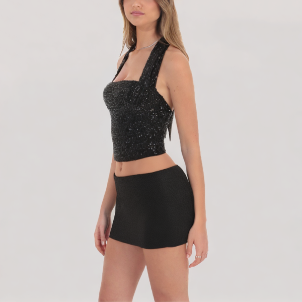 High waist shiny skirt