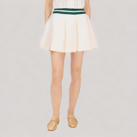 Wide pleated knit skirt