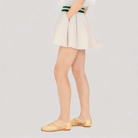 Wide pleated knit skirt