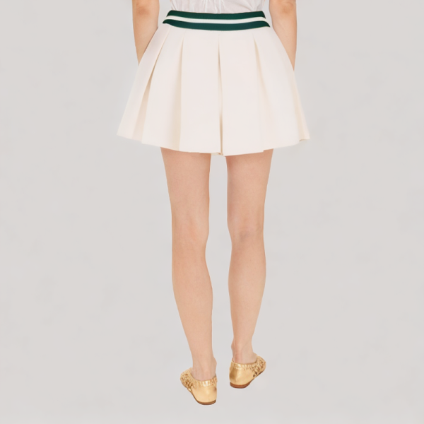 Wide pleated knit skirt