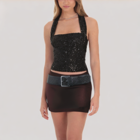 Retro high waist casual skirt