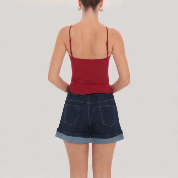 High-waisted A-line denim skirt