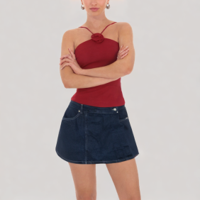 high waist denim casual skirt