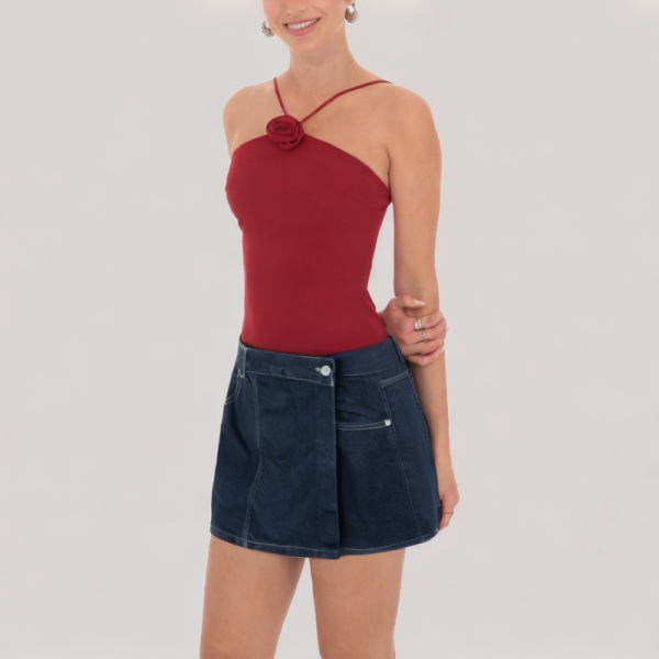 high waist denim casual skirt
