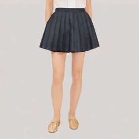 Wide pleated A-line high waist skirt