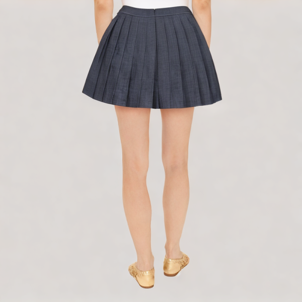 Wide pleated A-line high waist skirt