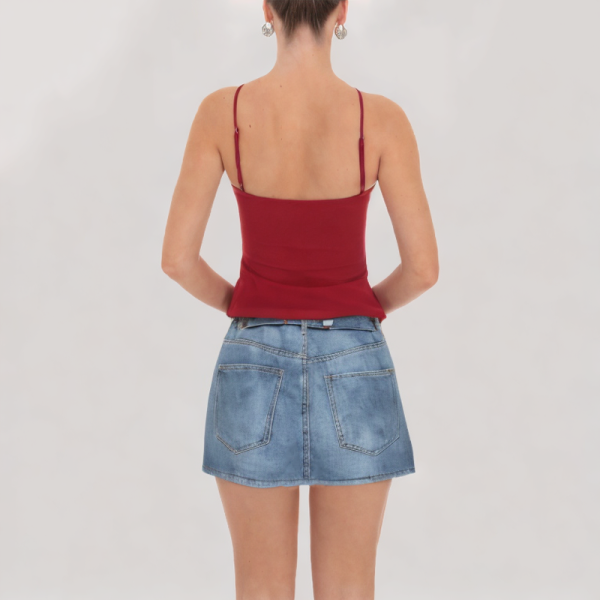 mid-rise denim skirt