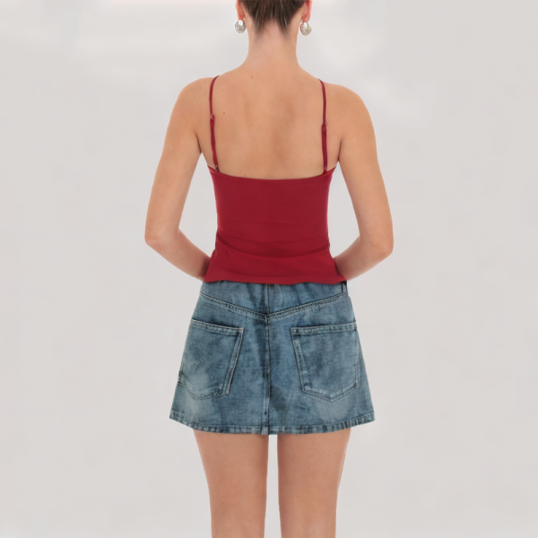Drawstring denim skirt