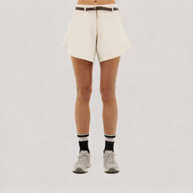 Contrast belt denim shorts