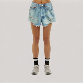 high-waisted denim shorts