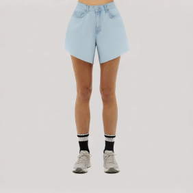 straight-leg long denim shorts