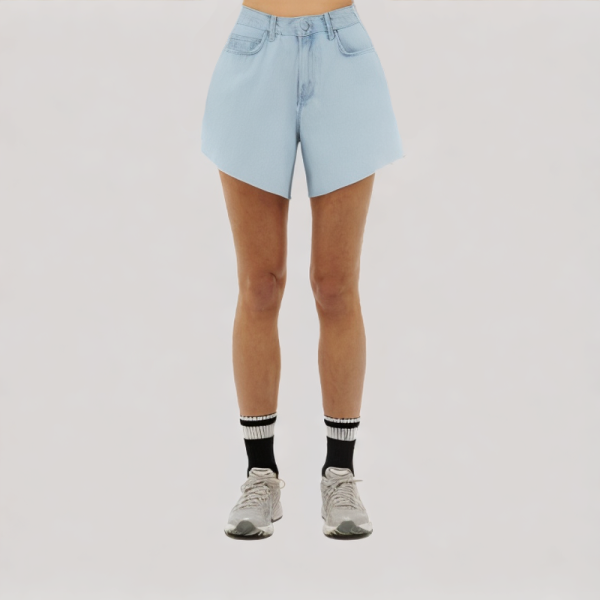 straight-leg long denim shorts