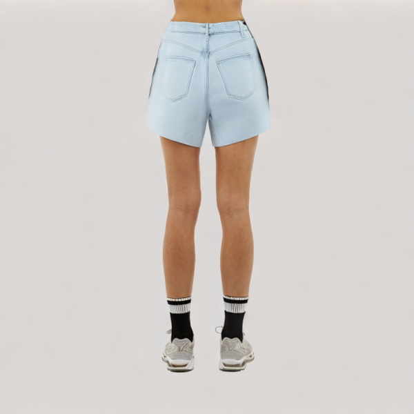 straight-leg long denim shorts