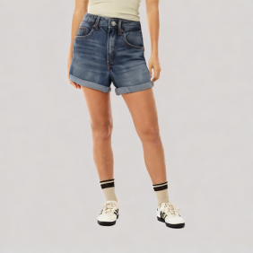 Retro high-waisted denim shorts