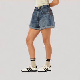 Retro high-waisted denim shorts