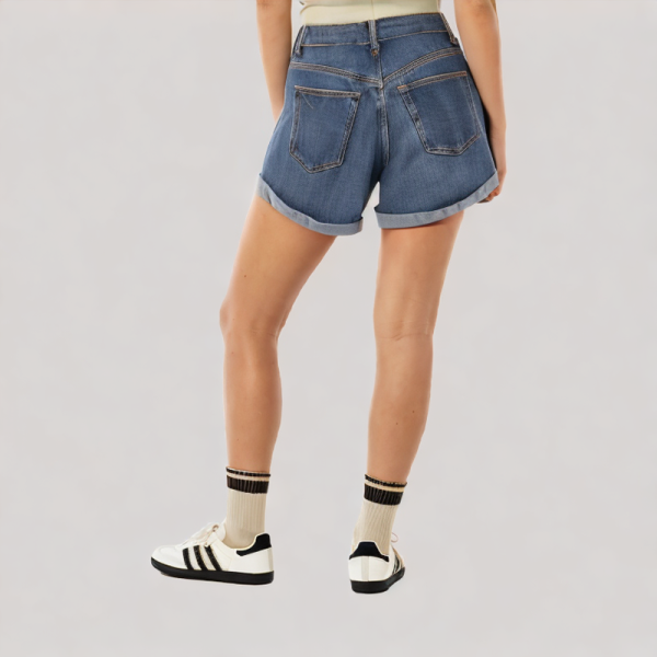 Retro high-waisted denim shorts